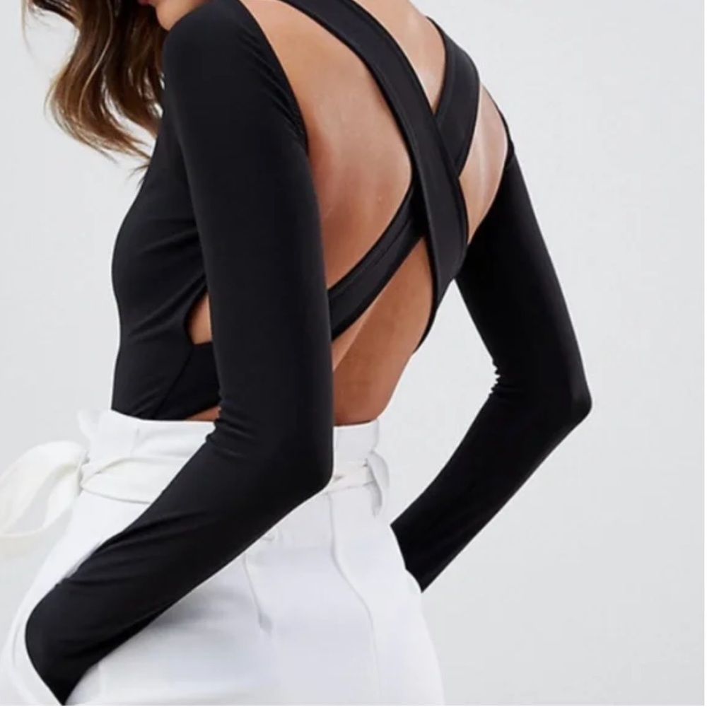 NWT (in black) sexy bodysuit - long sleeve open back - Picture 16 of 17